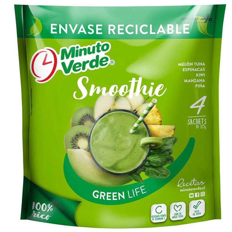 MINUTO VERDE - Smoothie Mix Green Life Congelado Minuto Verde 500 g