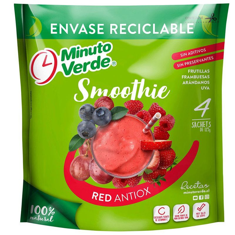 MINUTO VERDE - Smoothie Mix Red Antiox Congelado Minuto Verde 500 g