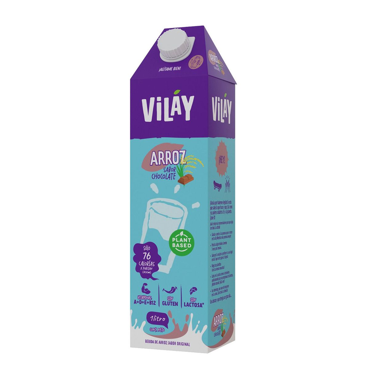 VILAY - Bebida Vegetal de Arroz Sabor Chocolate Vilay 1 L