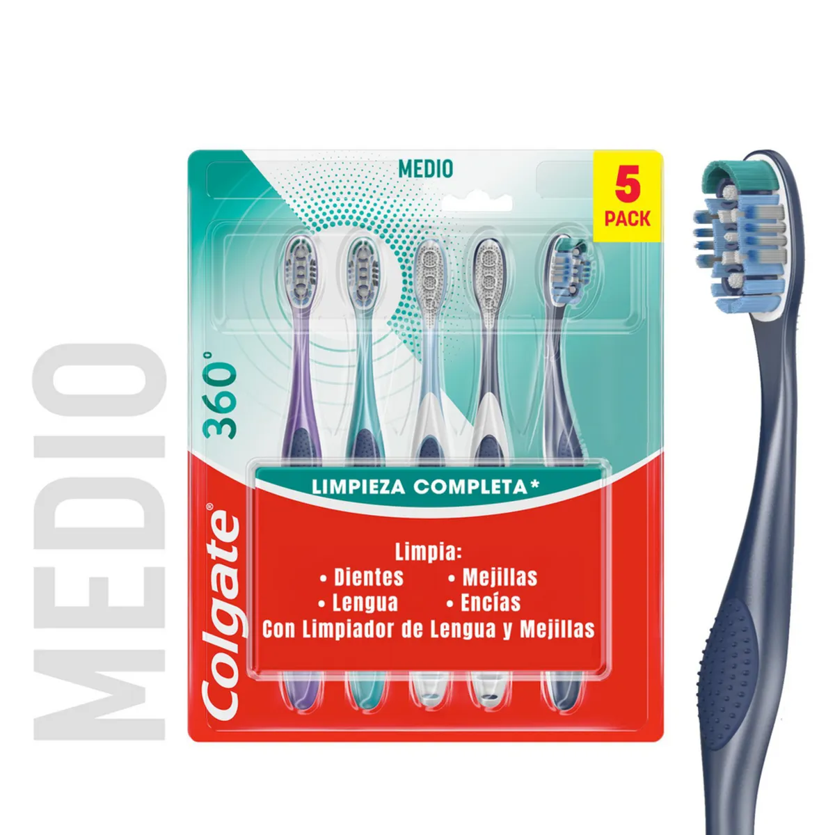 COLGATE - Cepillo Dental 360 Medio 5 UN
