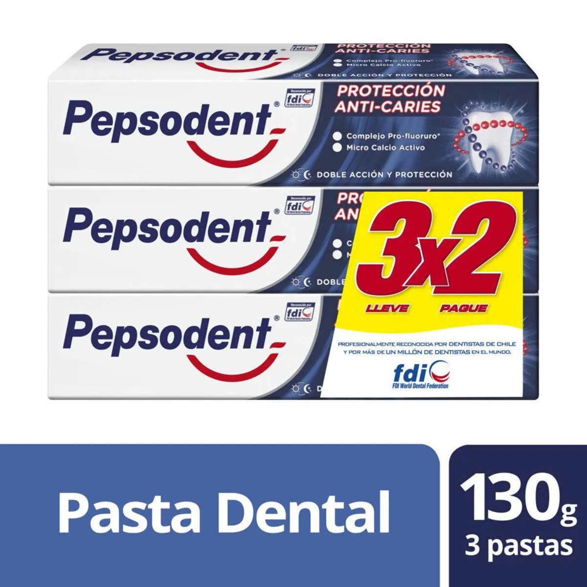 PEPSODENT - Pack Pasta de Dientes Pepsodent 3 x 130 g