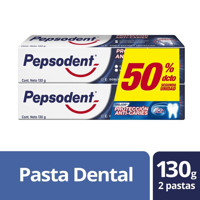 PEPSODENT - Pack Pasta de Dientes Pepsodent Protección Anti Caries 2 x 130 g