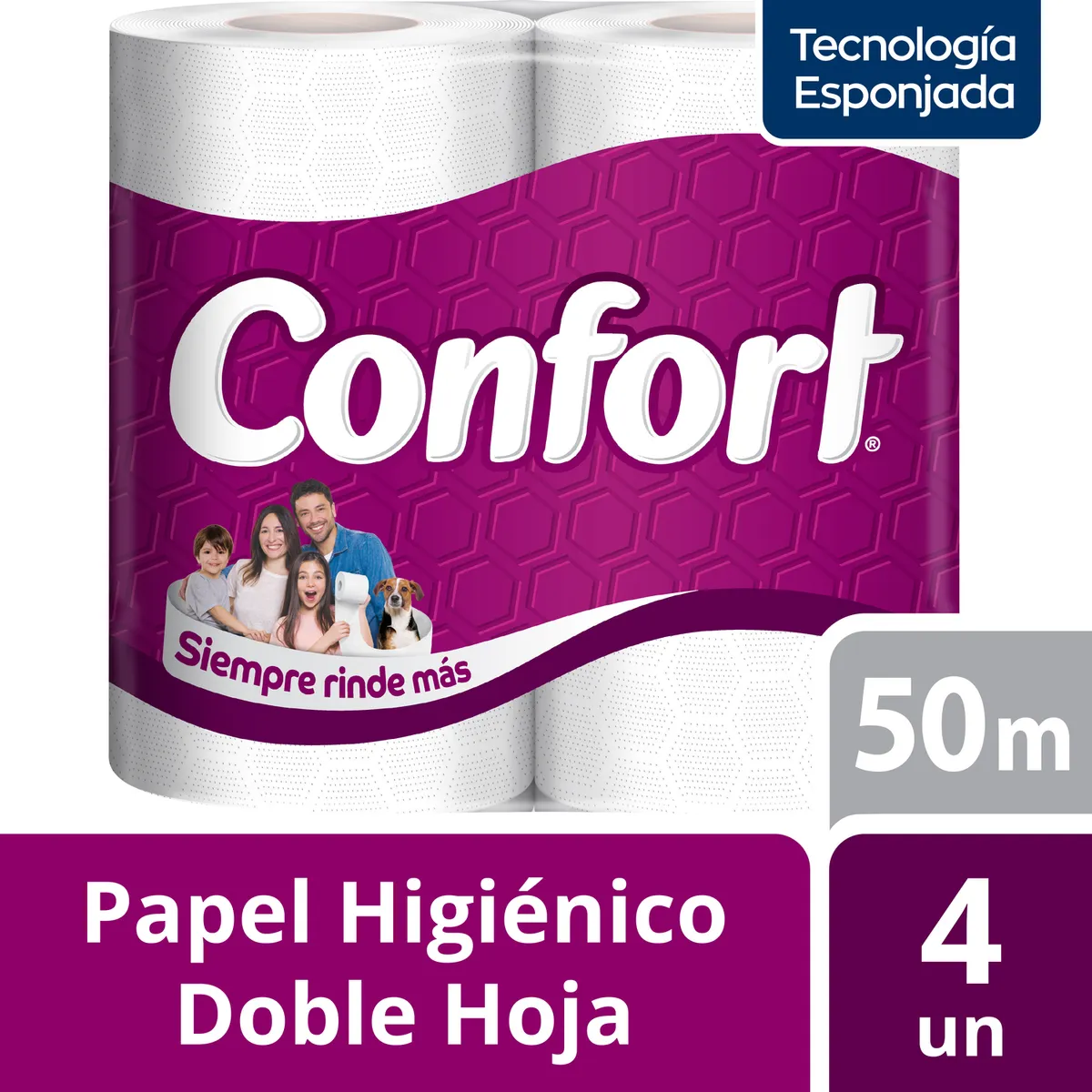 CONFORT - Papel Higiénico Confort Doble Hoja 4 x 50 mts