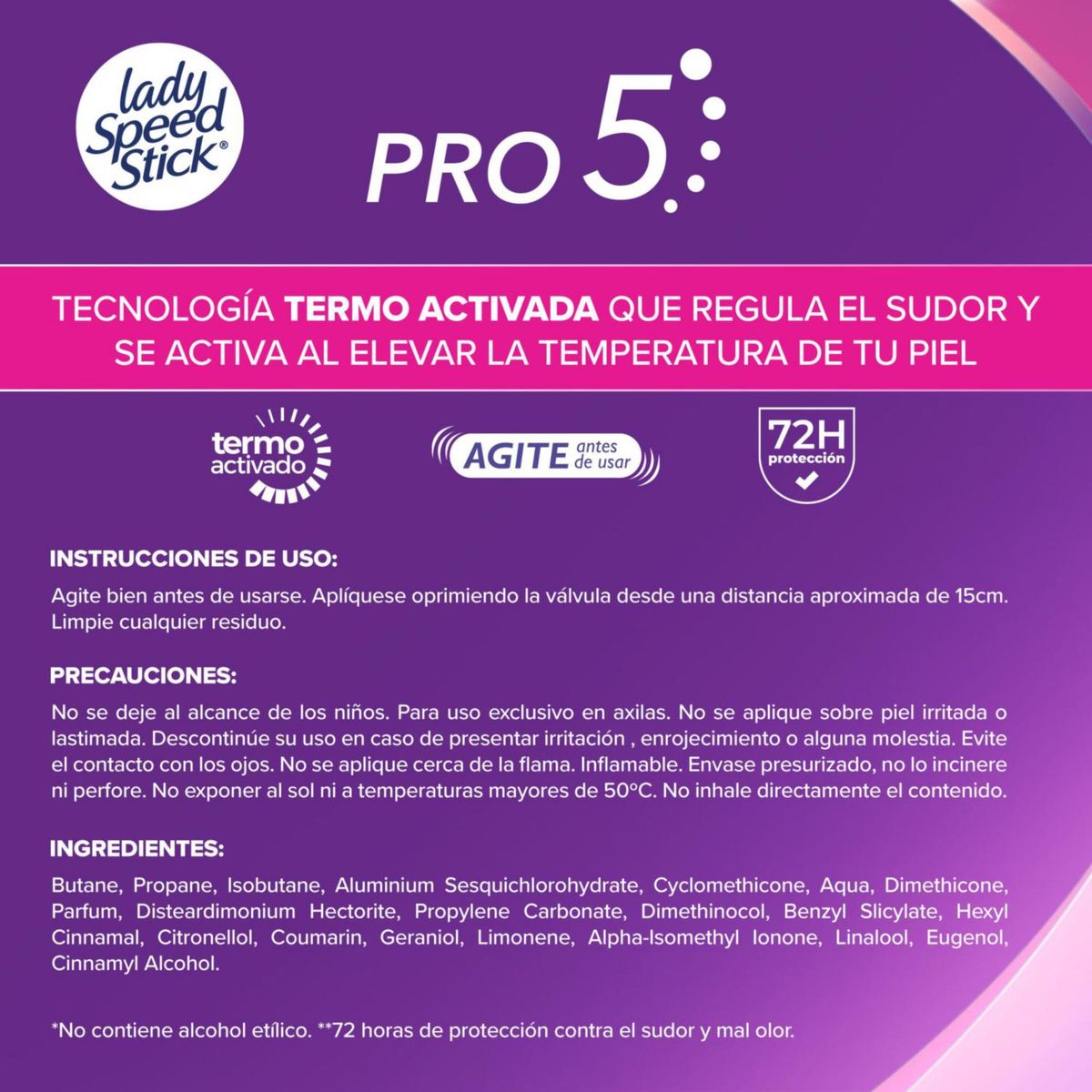 LADY SPEED STICK - Desodorante Spray Pro5 24/7 Lady Speed Stick 91 gr