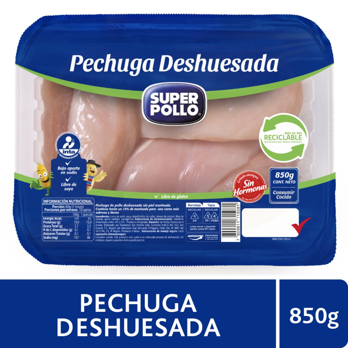 SUPER POLLO - Pechuga de Pollo Deshuesada Super Pollo 850 g