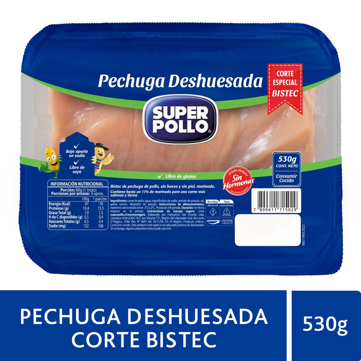 SUPER POLLO - Pechuga de Pollo Deshuesada Super Pollo 530 g