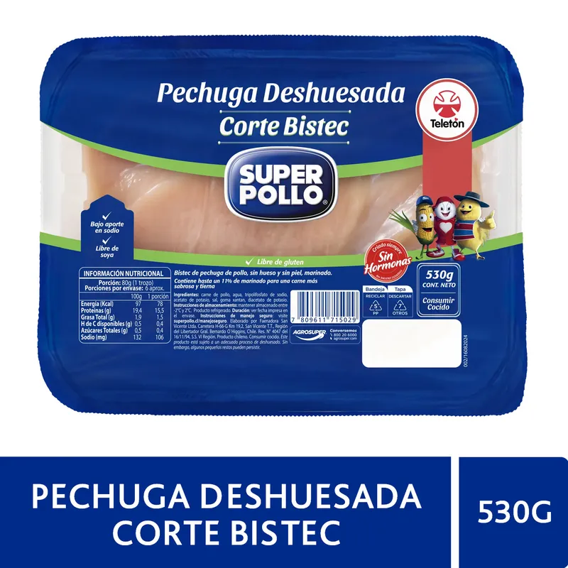 SUPER POLLO - Pechuga de Pollo Deshuesada Super Pollo 530 g