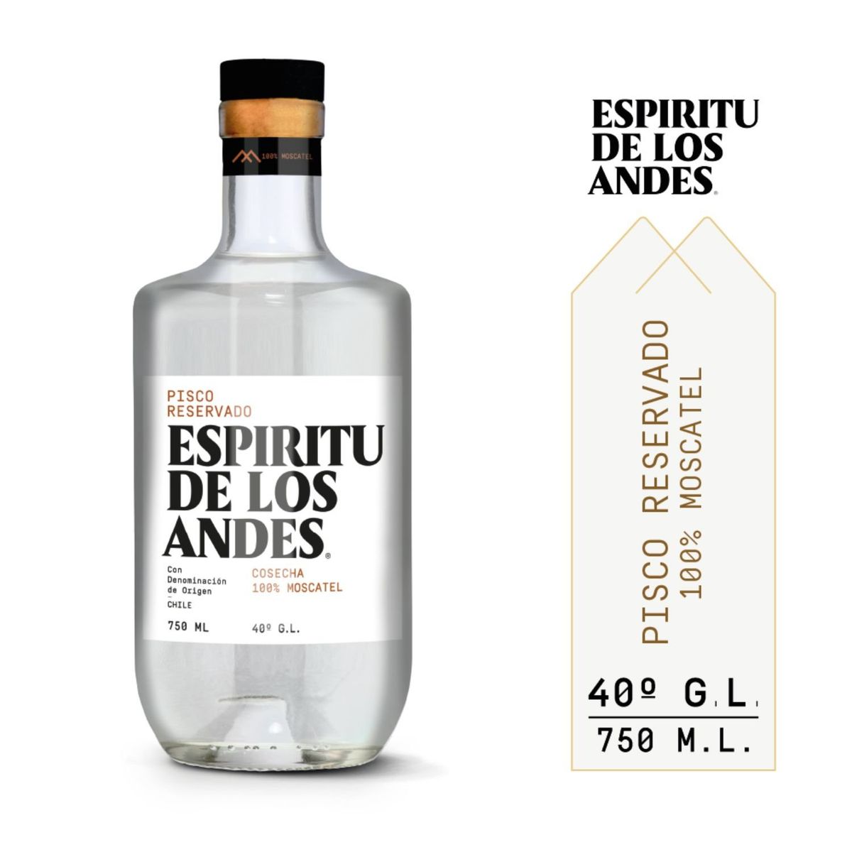 ESPIRITU DE LOS ANDES - Pisco Espiritu De Los Andes  40° Gl