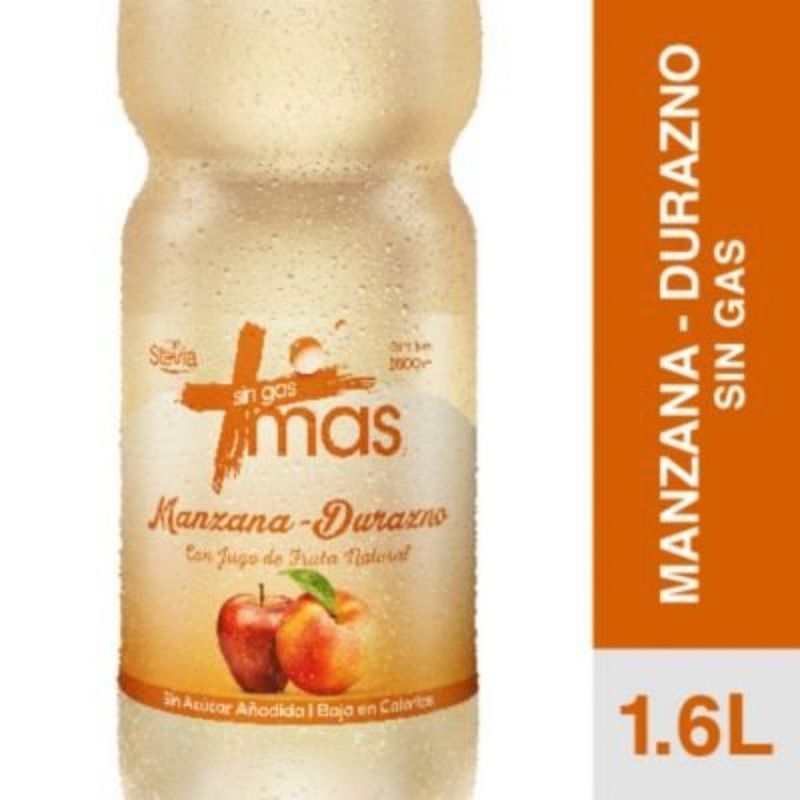 MAS - AGUA SABORIZADA MAS MANZANA DURAZNO 1600CC