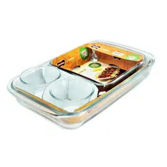 MARINEX - Pack Asadadera Rectangular y Cuadrada + 2 potes Flan