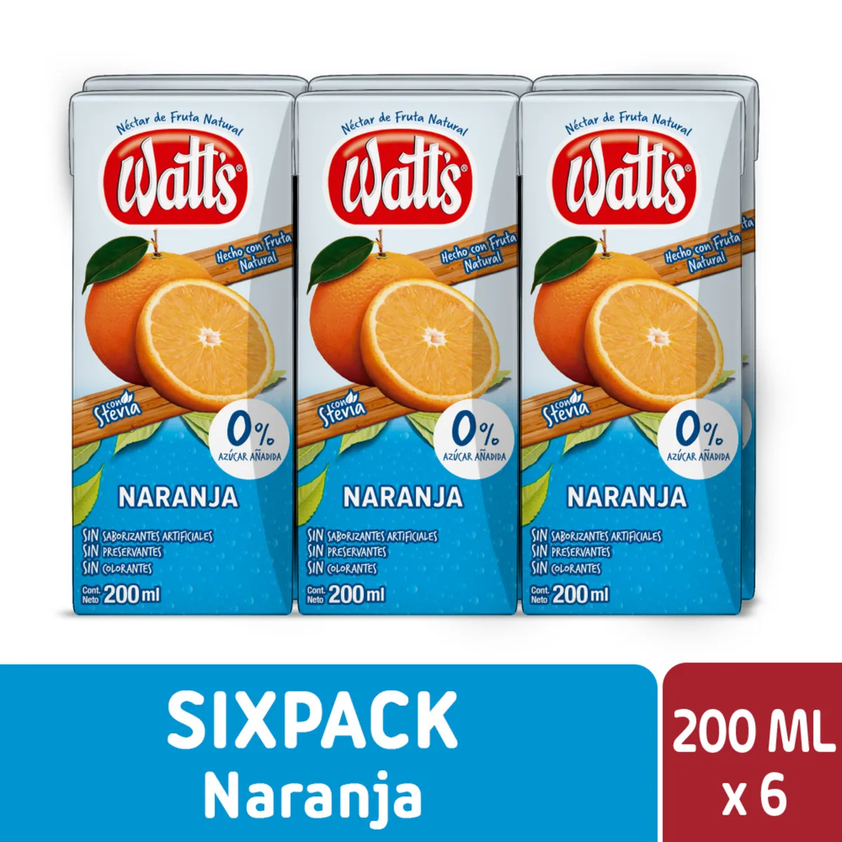 WATTS - Pack Néctar de Naranja Light Watts 6 x 200 ml