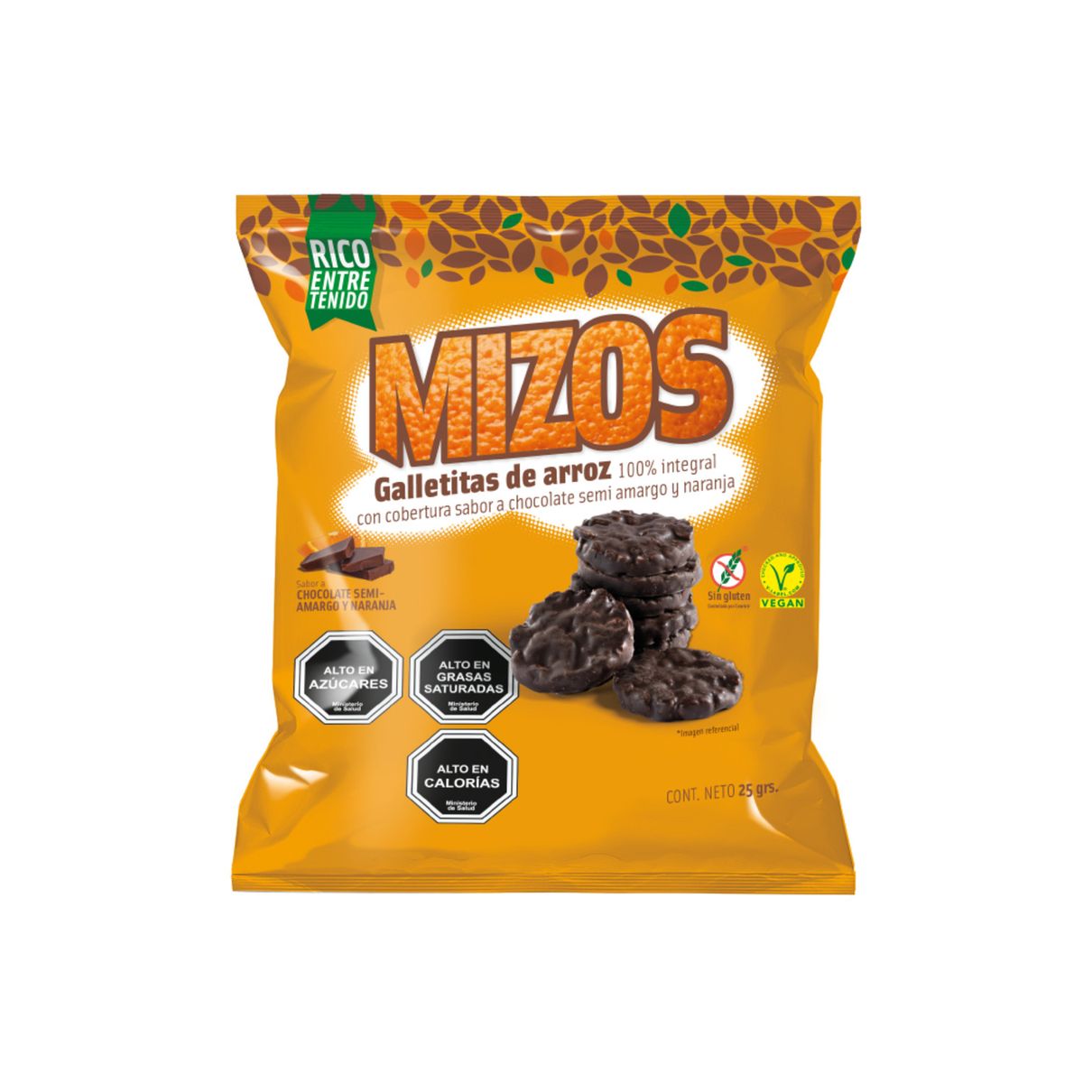 MIZOS - Galletitas de Arroz Mizos Chocolate Naranja 25 g