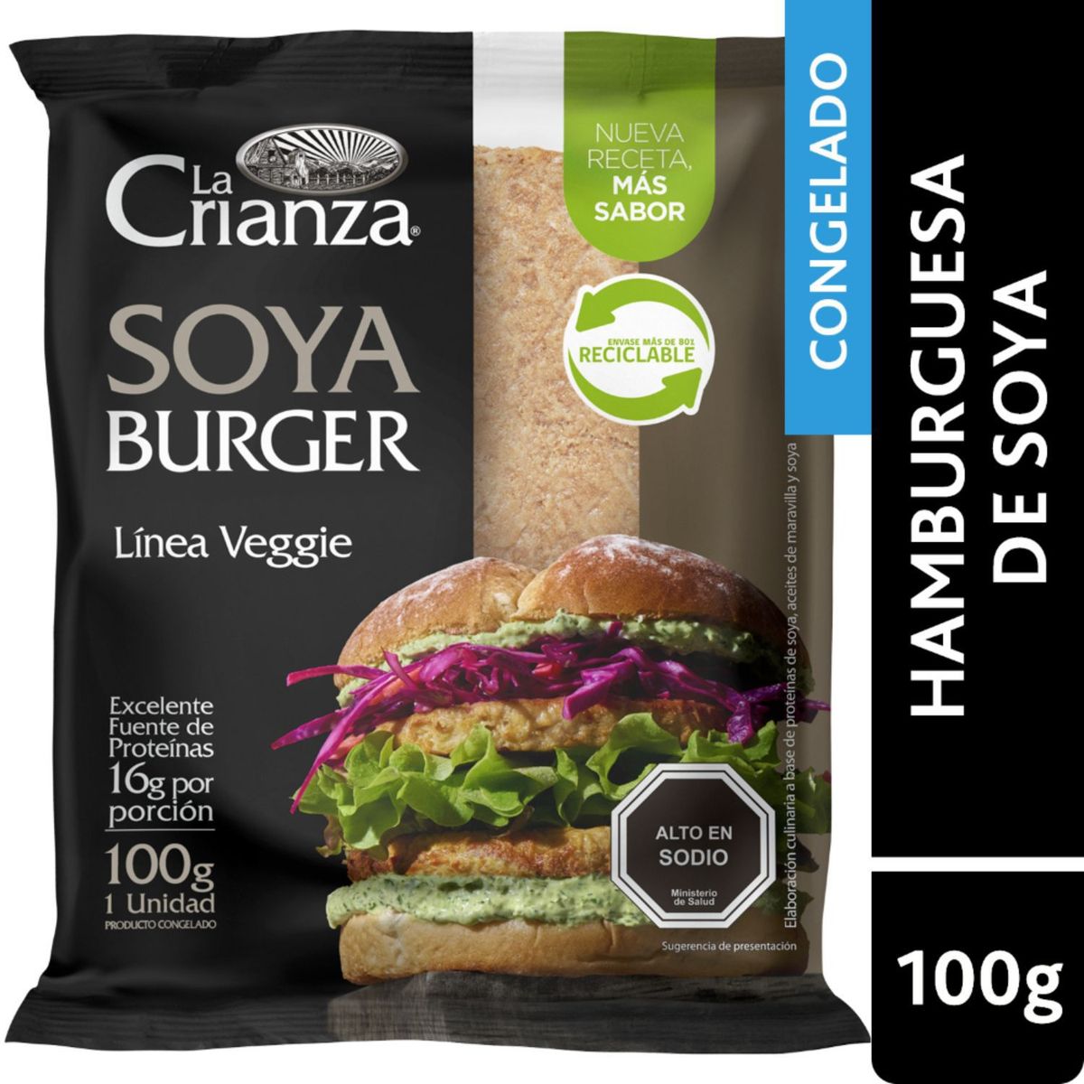 LA CRIANZA - Hamburguesa Vegetal de Soya Veggie La Crianza 100 g