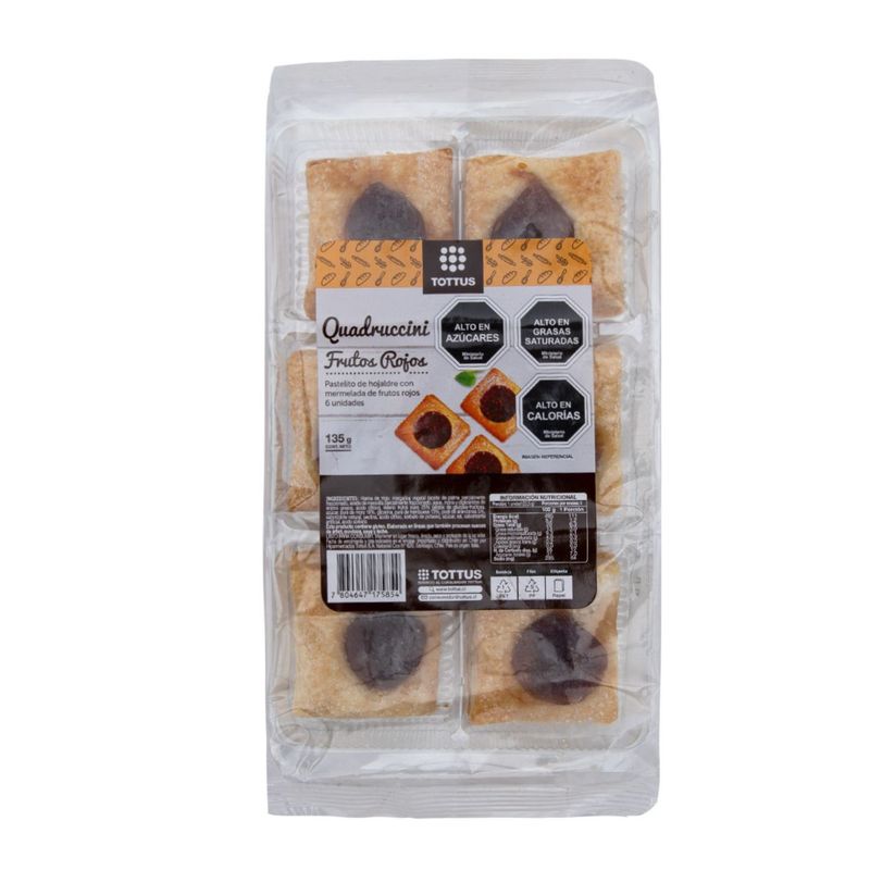 TOTTUS - Cuadraditos de Hojaldre con Mermelada de Frutos Bosque Tottus 135 g