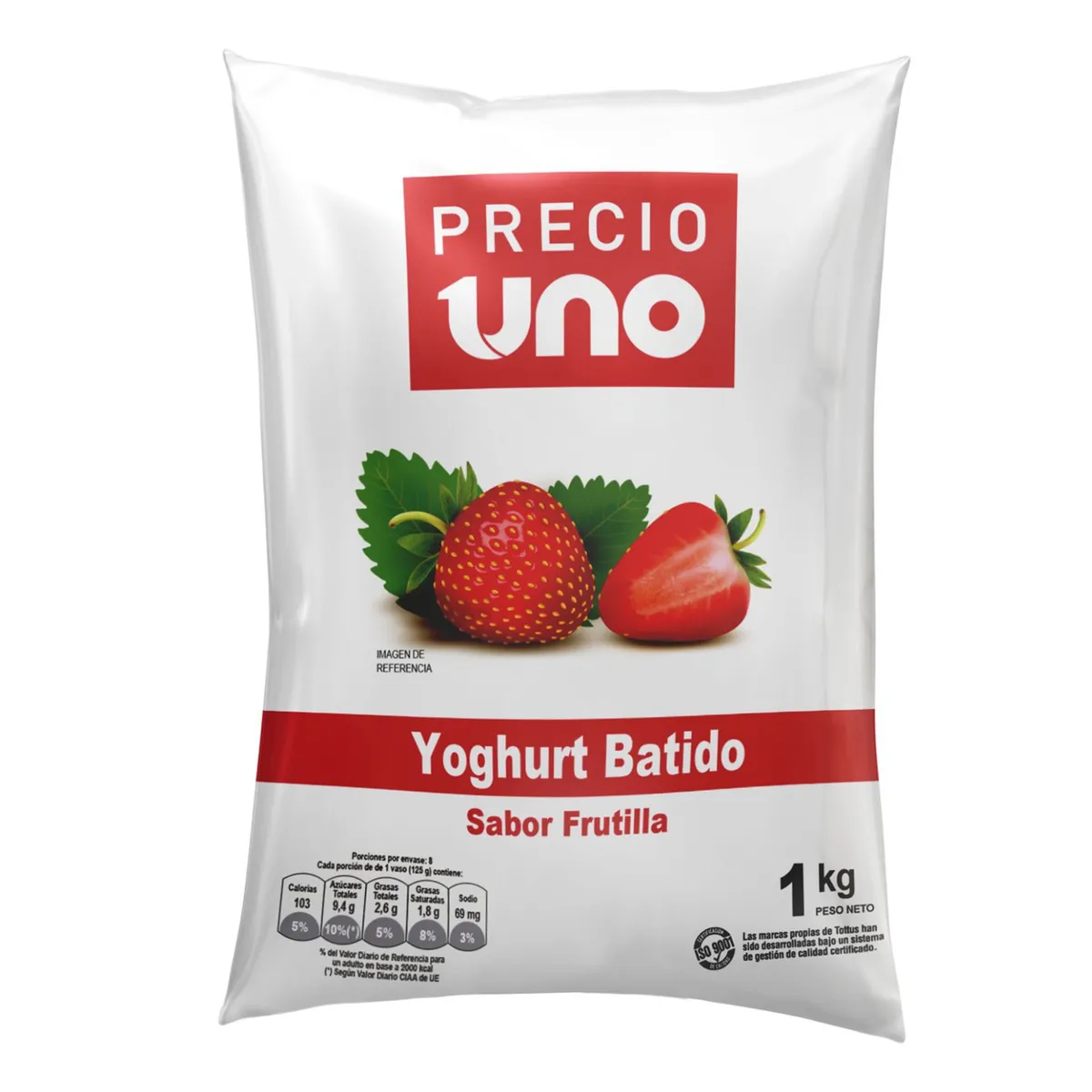 PRECIO UNO - Yoghurt Frutilla Bolsa