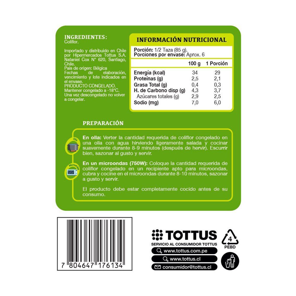 TOTTUS - Coliflor Trozada Congelada