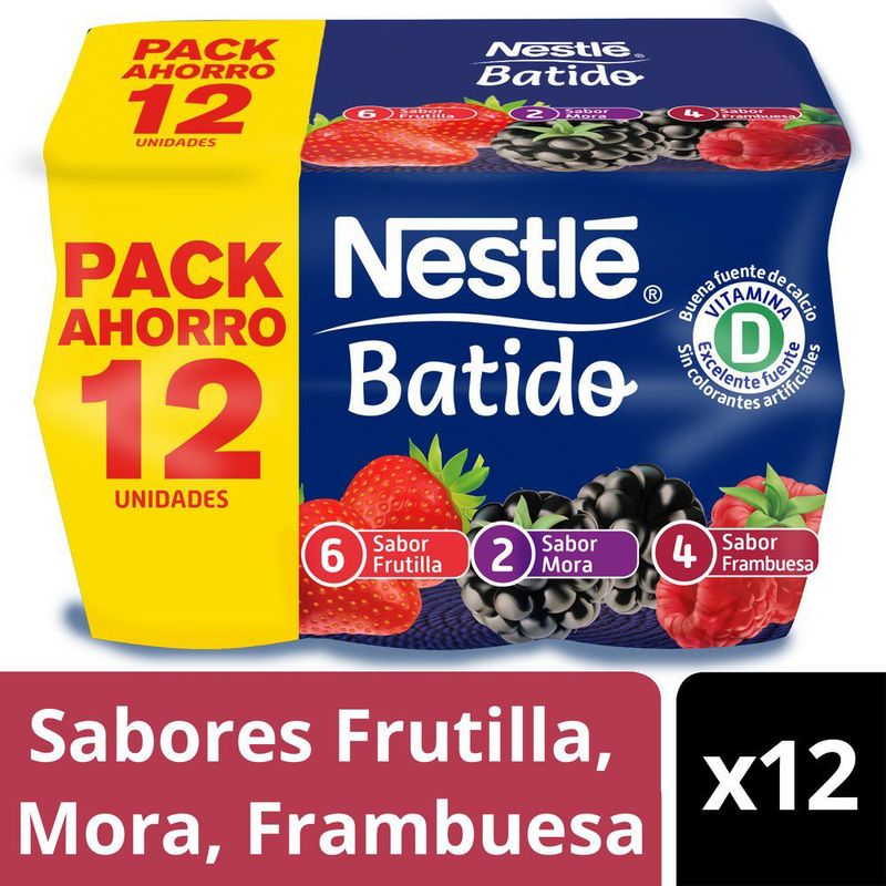 NESTLE - Pack Yoghurt Frutilla, Mora y Frambuesa Nestle 12 x 155 g