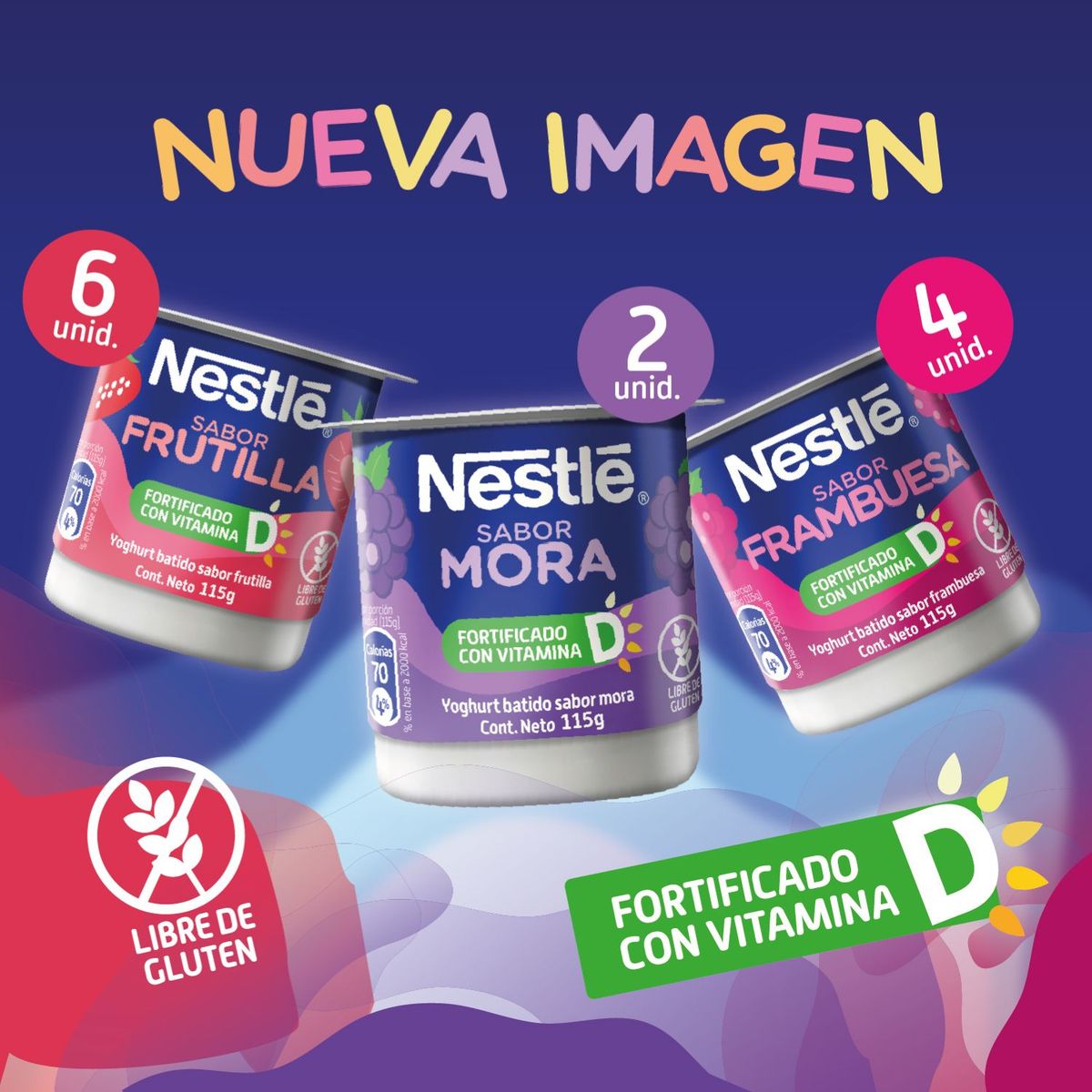 NESTLE - Pack Yoghurt Frutilla, Mora y Frambuesa Nestle 12 x 155 g