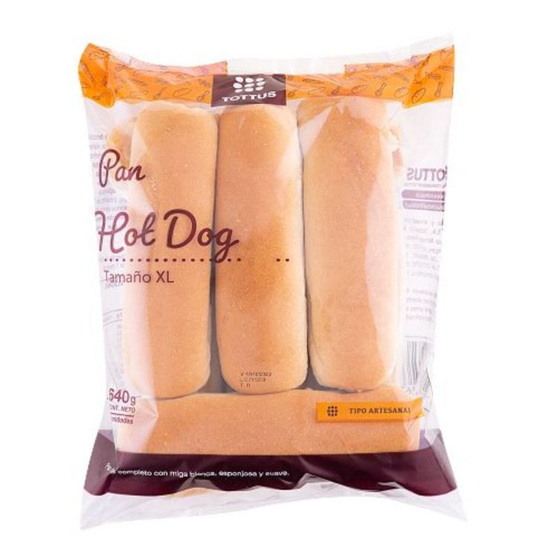 TOTTUS - Pan de Hot Dog XL Tottus 8 Un 640 g