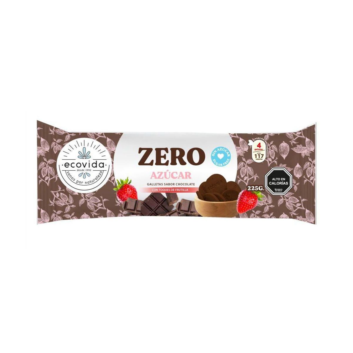 ECOVIDA - Galleta Zero Chocolate Frutilla Sin Azúcar Ecovida 225 g