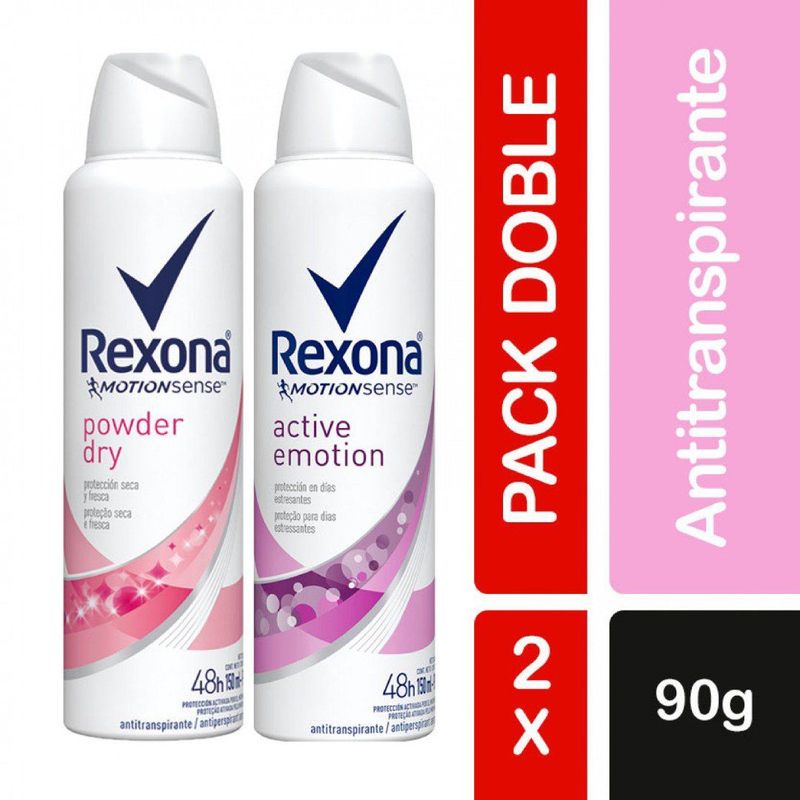 REXONA - Pack desodorante  powder dry - active emotion
