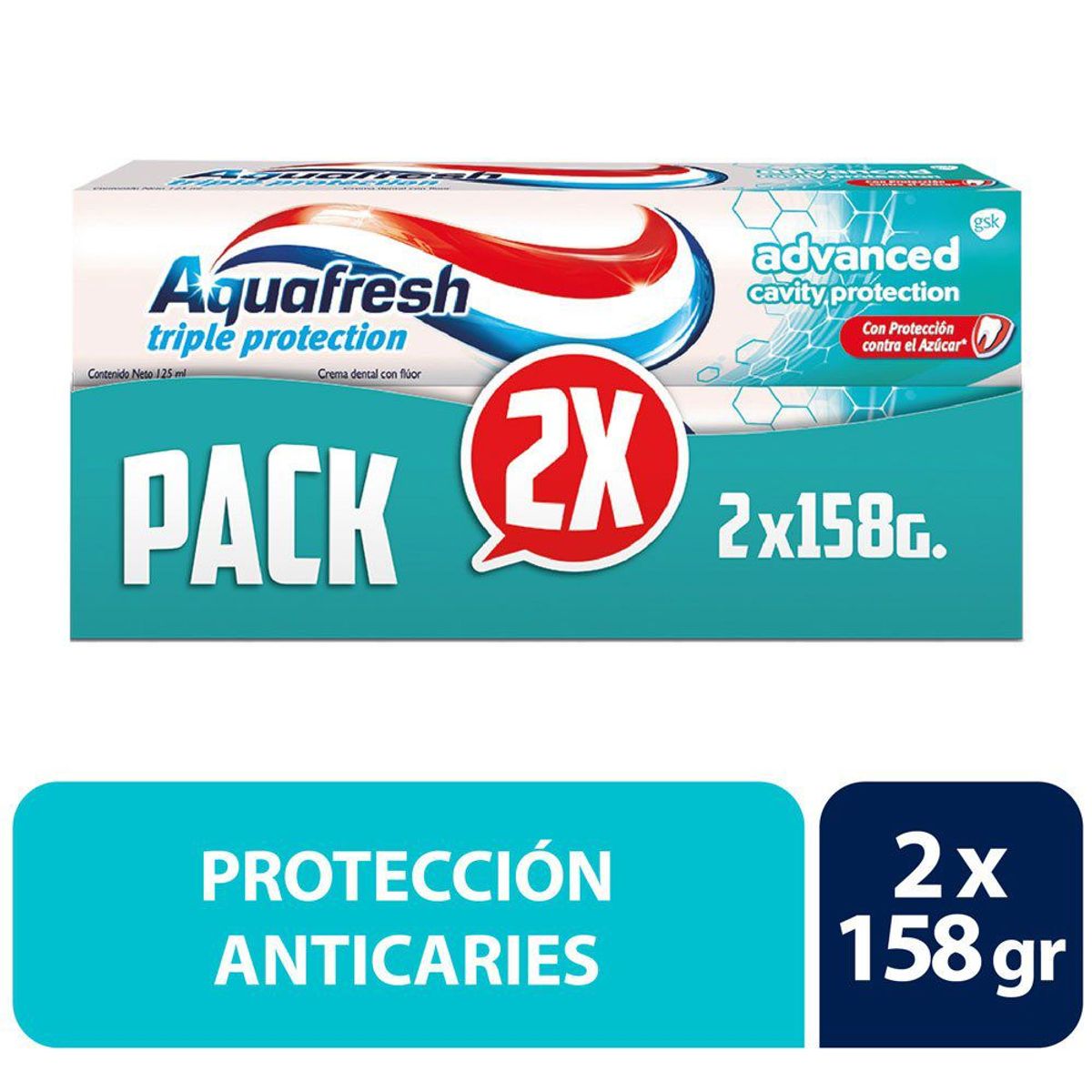AQUAFRESH - Pack Cremas Dentales Aquafresh Advanced 2 x 158 g