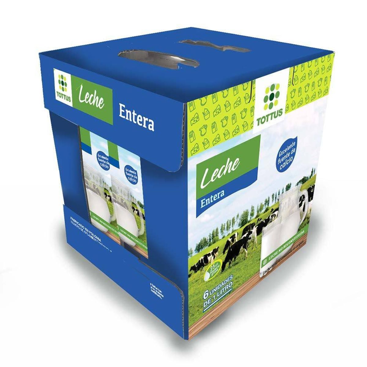 TOTTUS - Pack Leche Entera Tottus 6 x 1 L