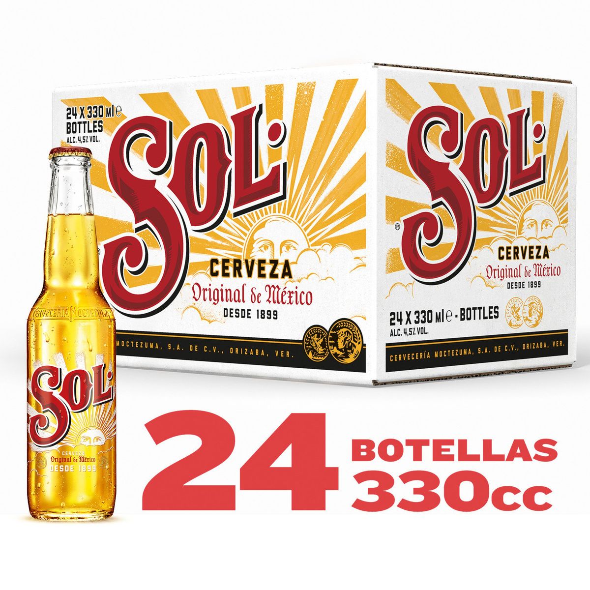 SOL - Pack Cerveza Sol Lager Botella 4.5° 24 x 330 cc