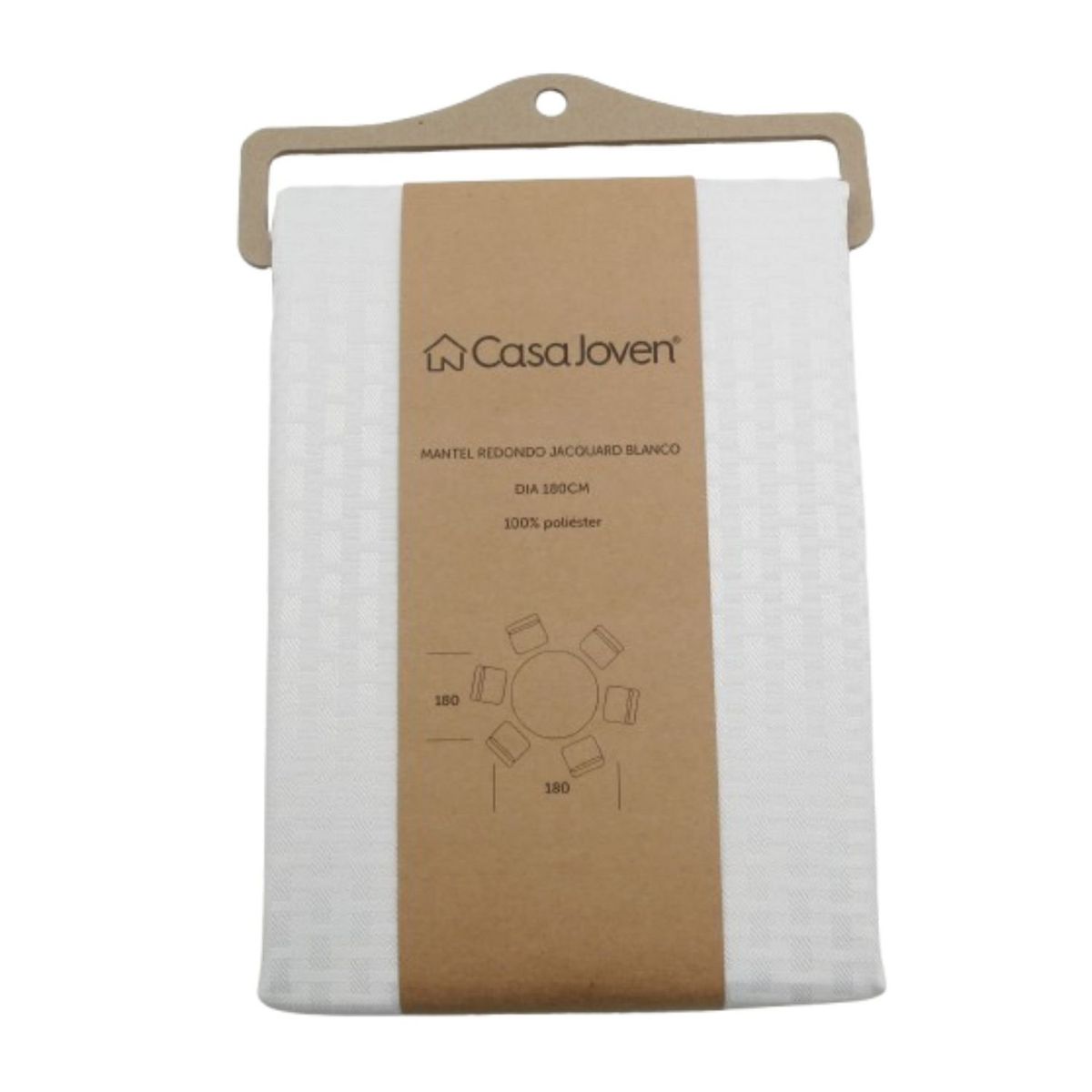 CASA JOVEN - Mantel Redondo Jacquard Blanco 180 cm