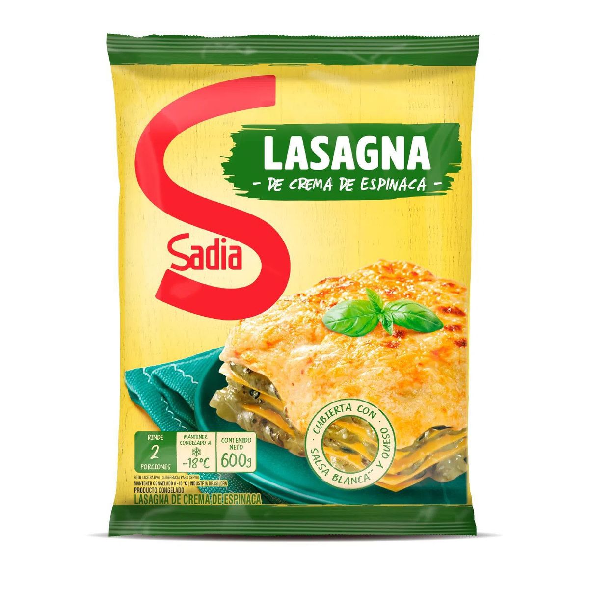 SADIA - Lasagna crema espinaca sadia 600 gr