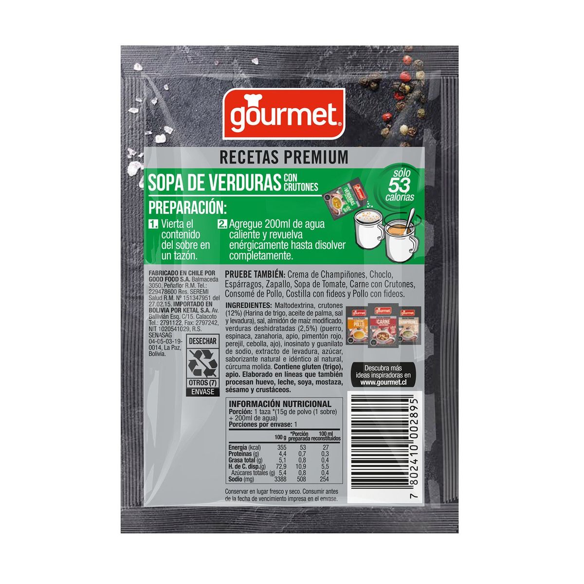 GOURMET - Sopa Verdura crutones Individual
