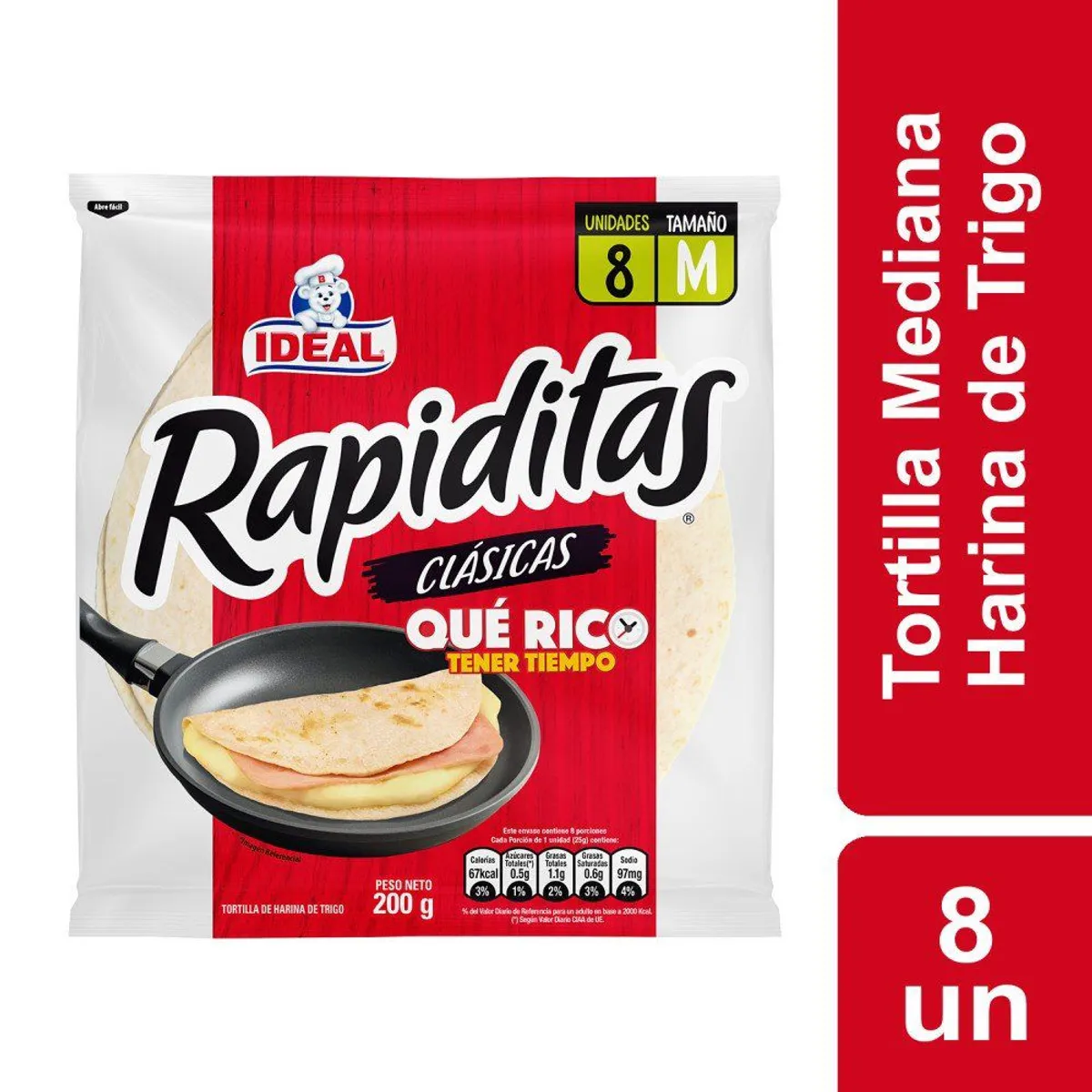 IDEAL - Tortillas Rapiditas Clasicas Tamaño M 8 Un