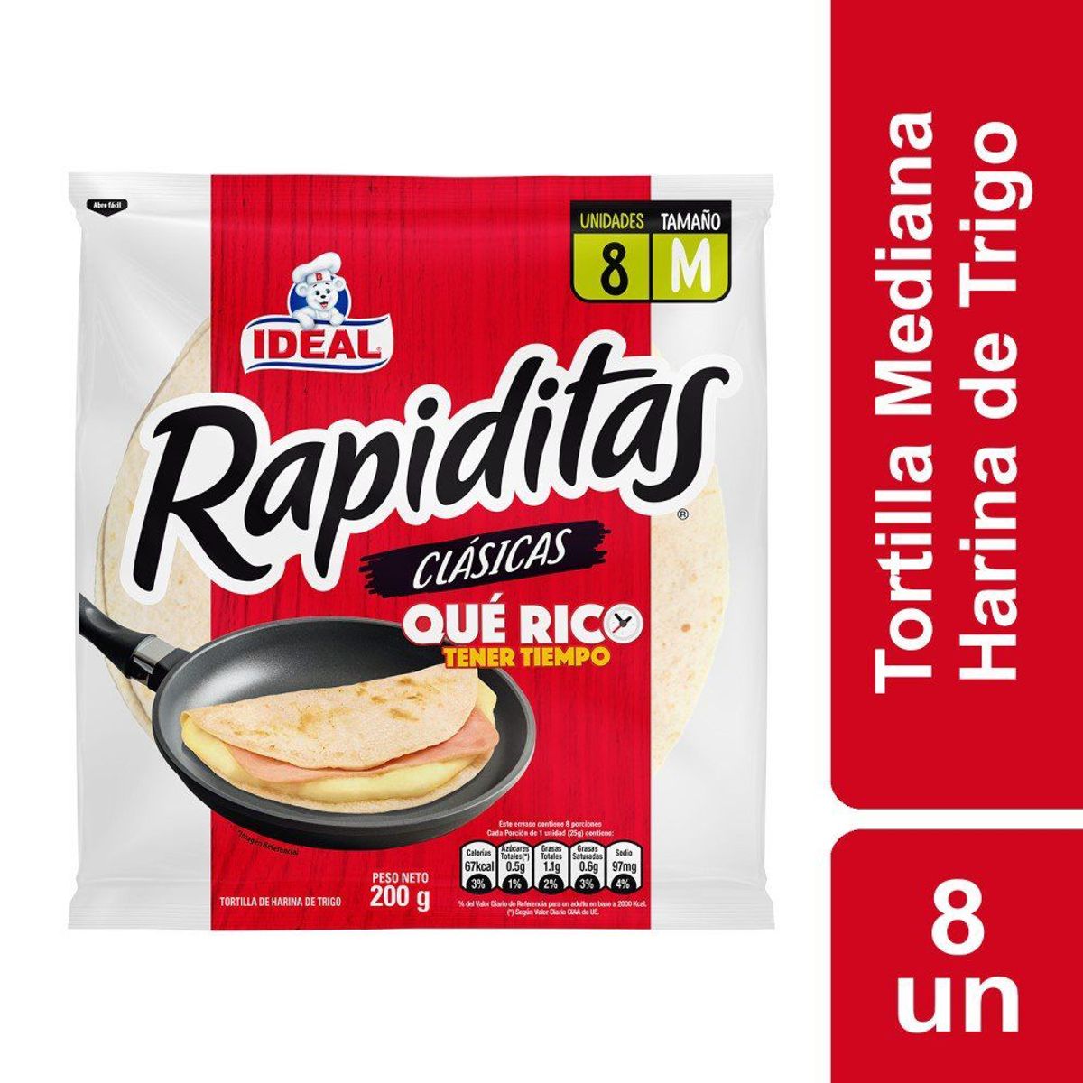 IDEAL - Tortillas Rapiditas Clasicas Tamaño M 8 Un