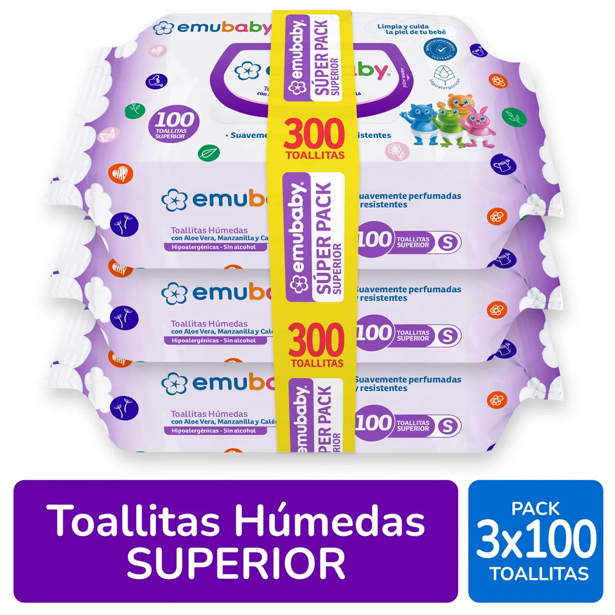 EMUBABY - Pack Toallitas Húmedas Emubaby 100 Un