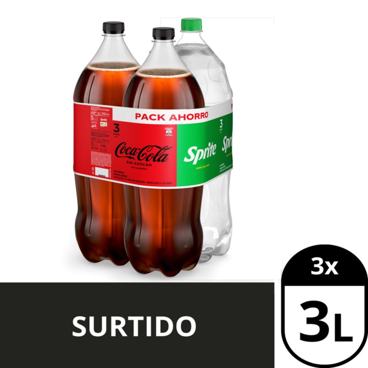 SPRITE - Pack Coca Cola Zero Azúcar + Sprite 3 x 3 L