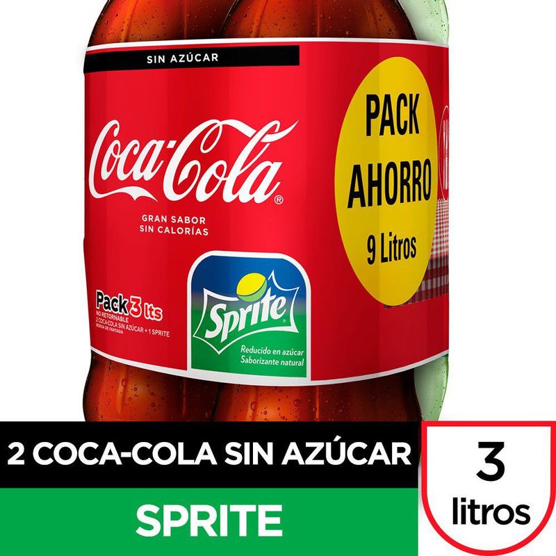 SPRITE - Pack Coca Cola Sin Azúcar + Sprite 3 x 3 L
