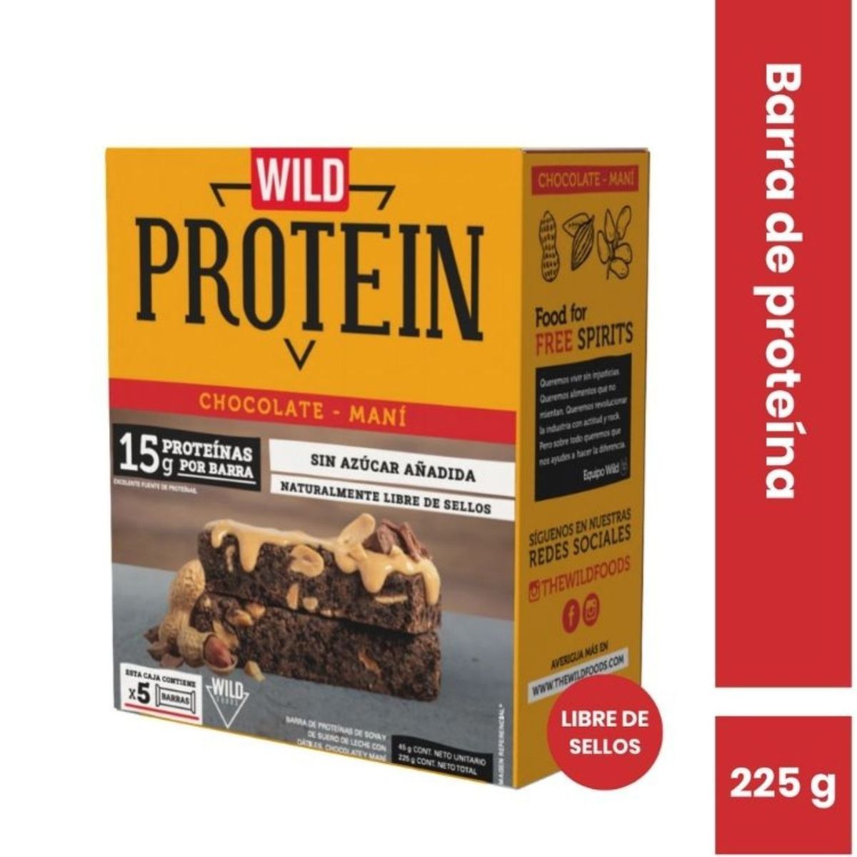 WILD PROTEIN - Barras de Proteínas Chocolate y Maní Wild Protein 5 Un