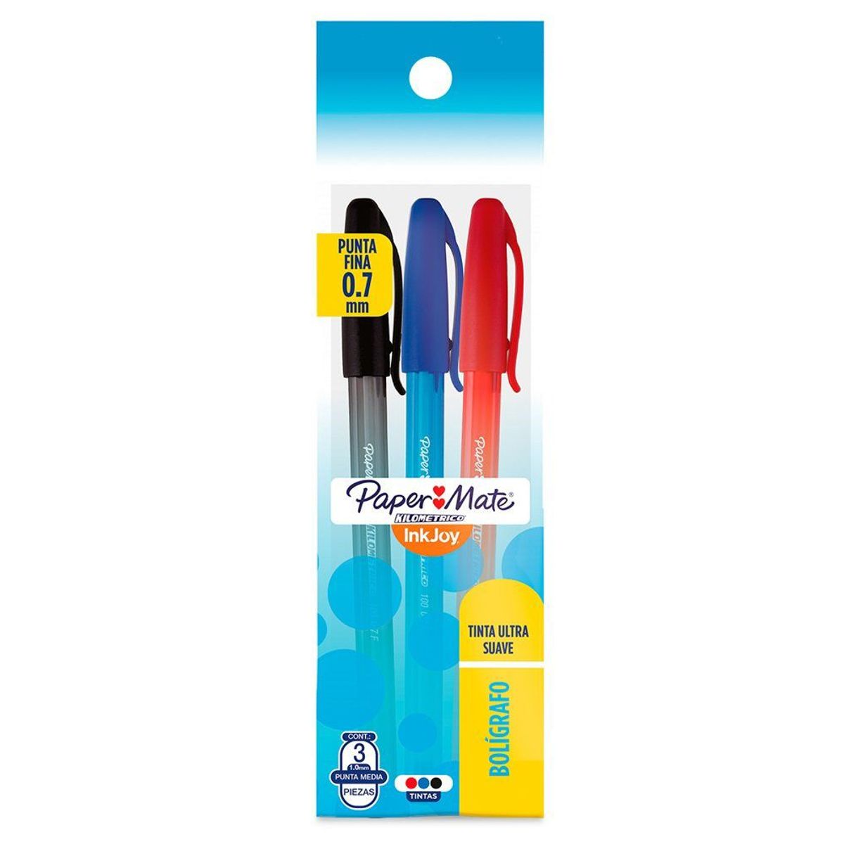 PAPER MATE - Kit 3 Lápices Punta Fina Colores Básicos