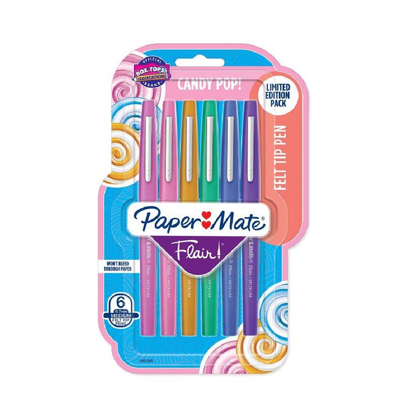 PAPER MATE - 6 Bolígrafos Flair Candy Pop Punta Media Surtido