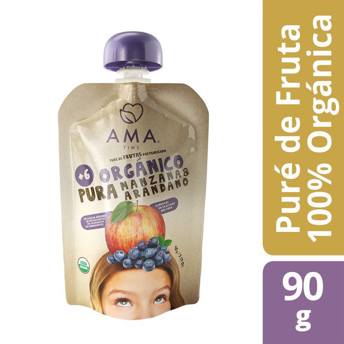 AMA - Puré Manzana Arándano Orgánico Ama 90gr