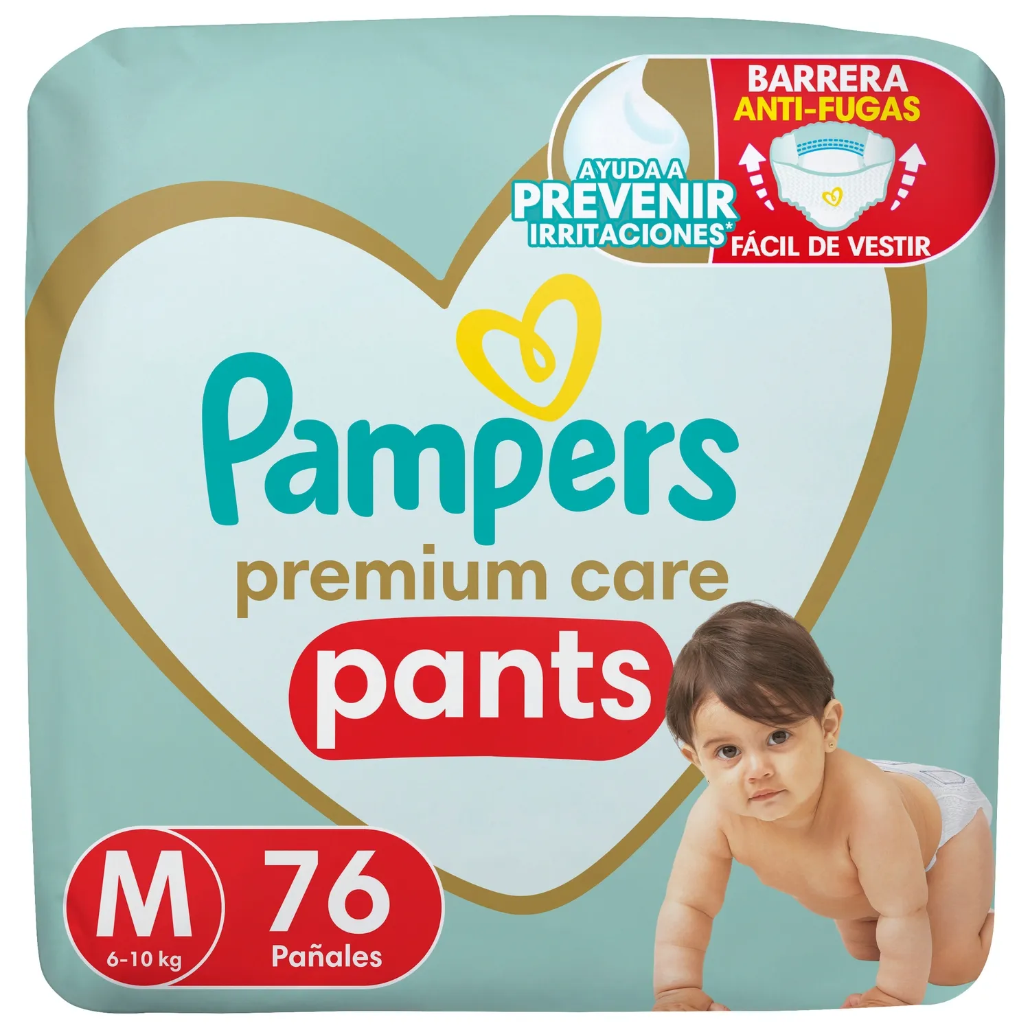 Pañales Desechables Premium Care Pants Talla M Pampers 76 un