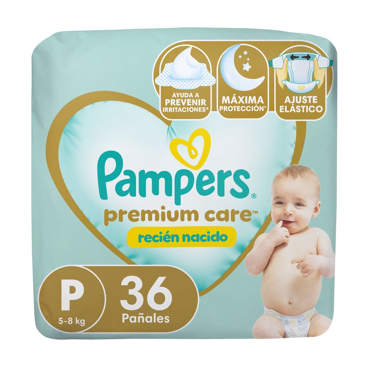PAMPERS - Pañales Desechables Recién Nacido  Pampers Premium Care Talla P 36 Un