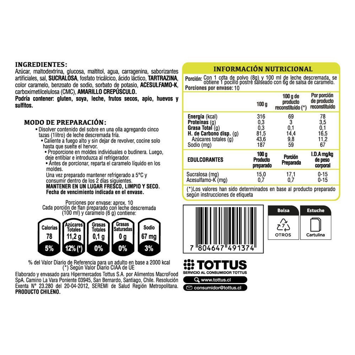TOTTUS - FLAN VAINILLA  TOTTUS 140 G