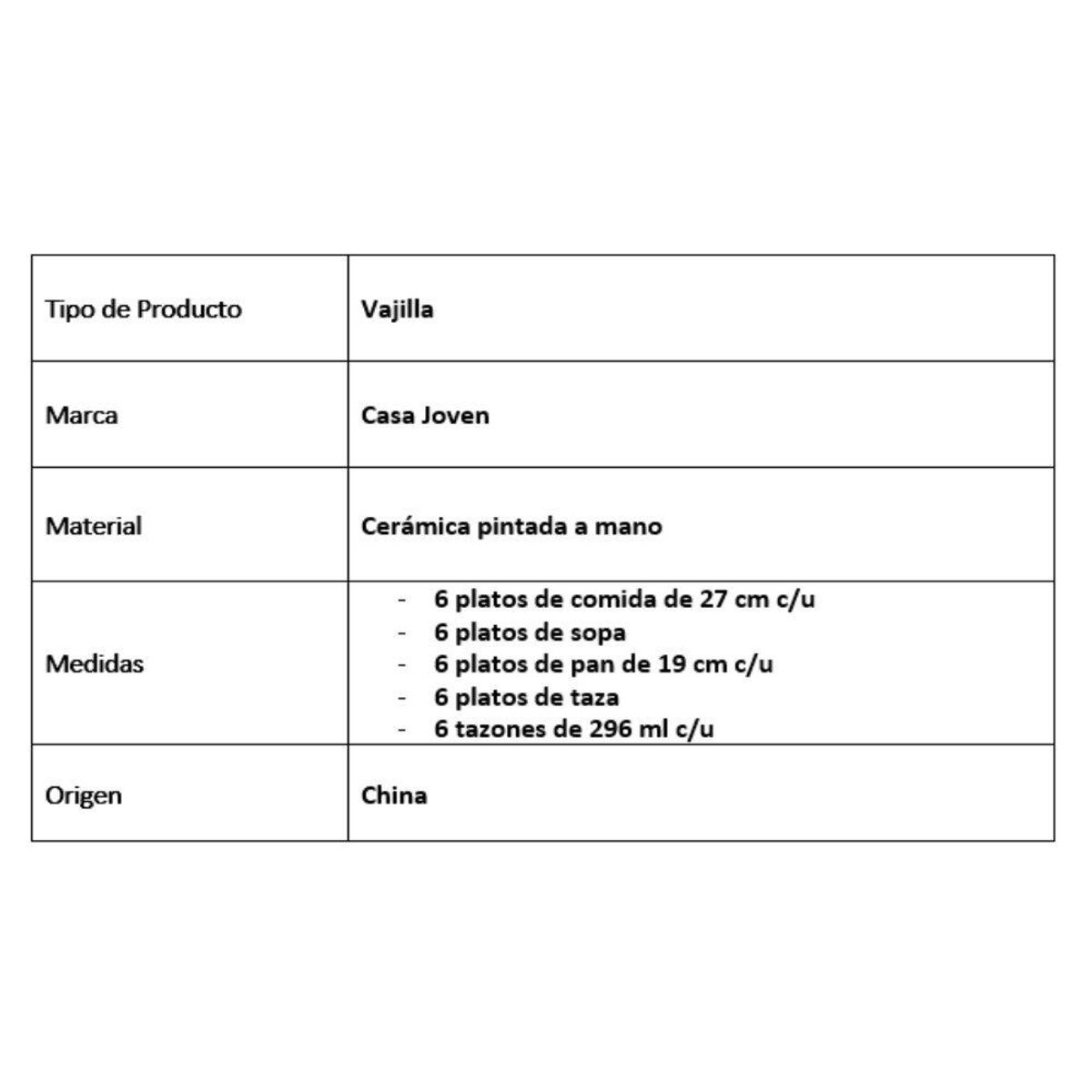 CASA JOVEN - Juego Cerã¡Mica 30 Piezas