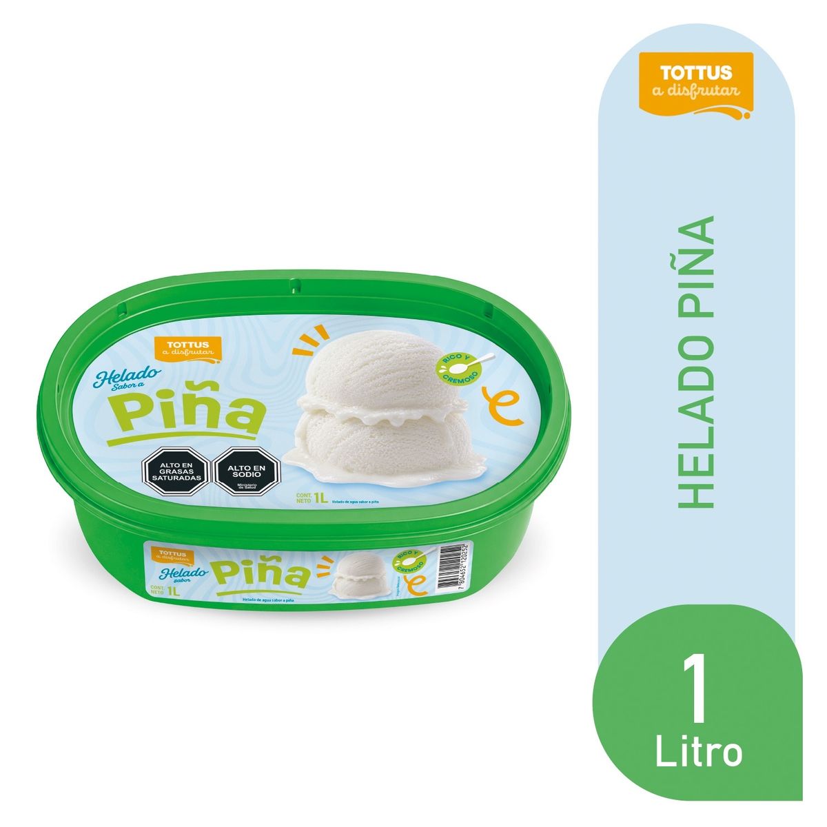 TOTTUS - Helado de Agua Sabor Piña Tottus 1 L