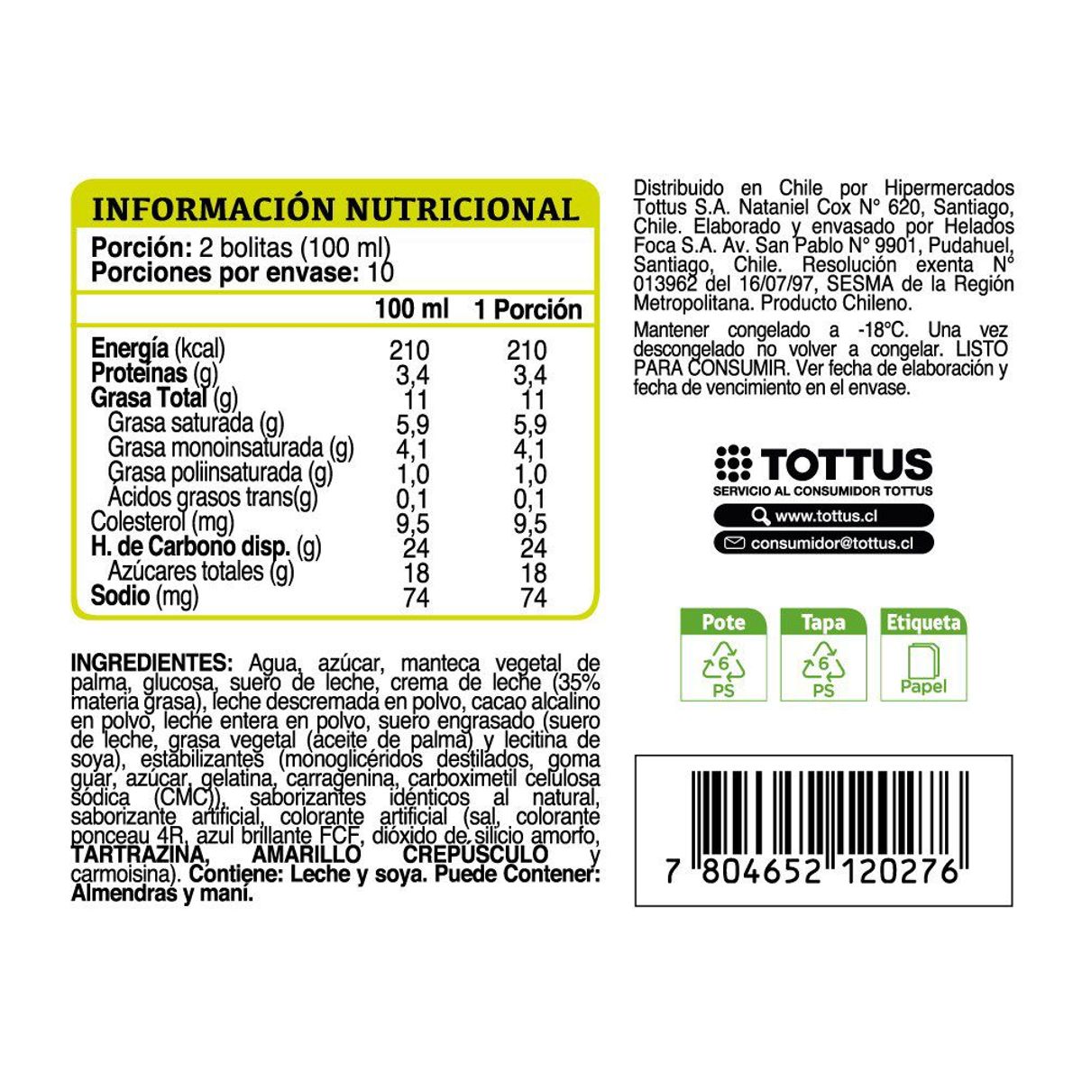 TOTTUS - Helado Trisabor