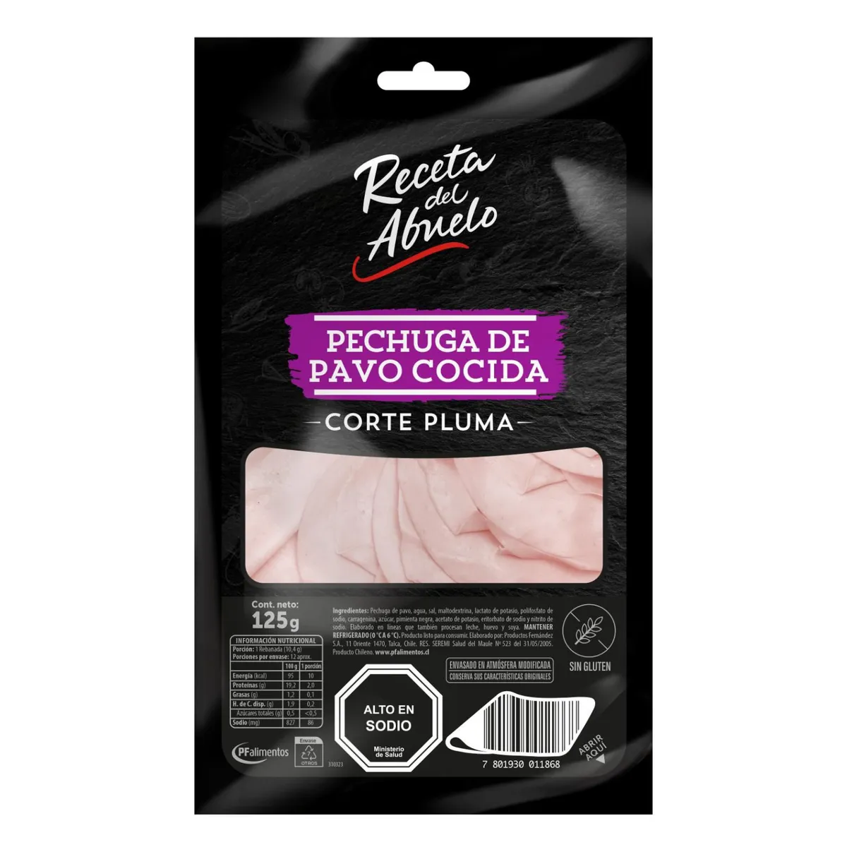 RECETA DEL ABUELO - Pechuga de Pavo Cocida Corte Pluma Receta del Abuelo 125 g