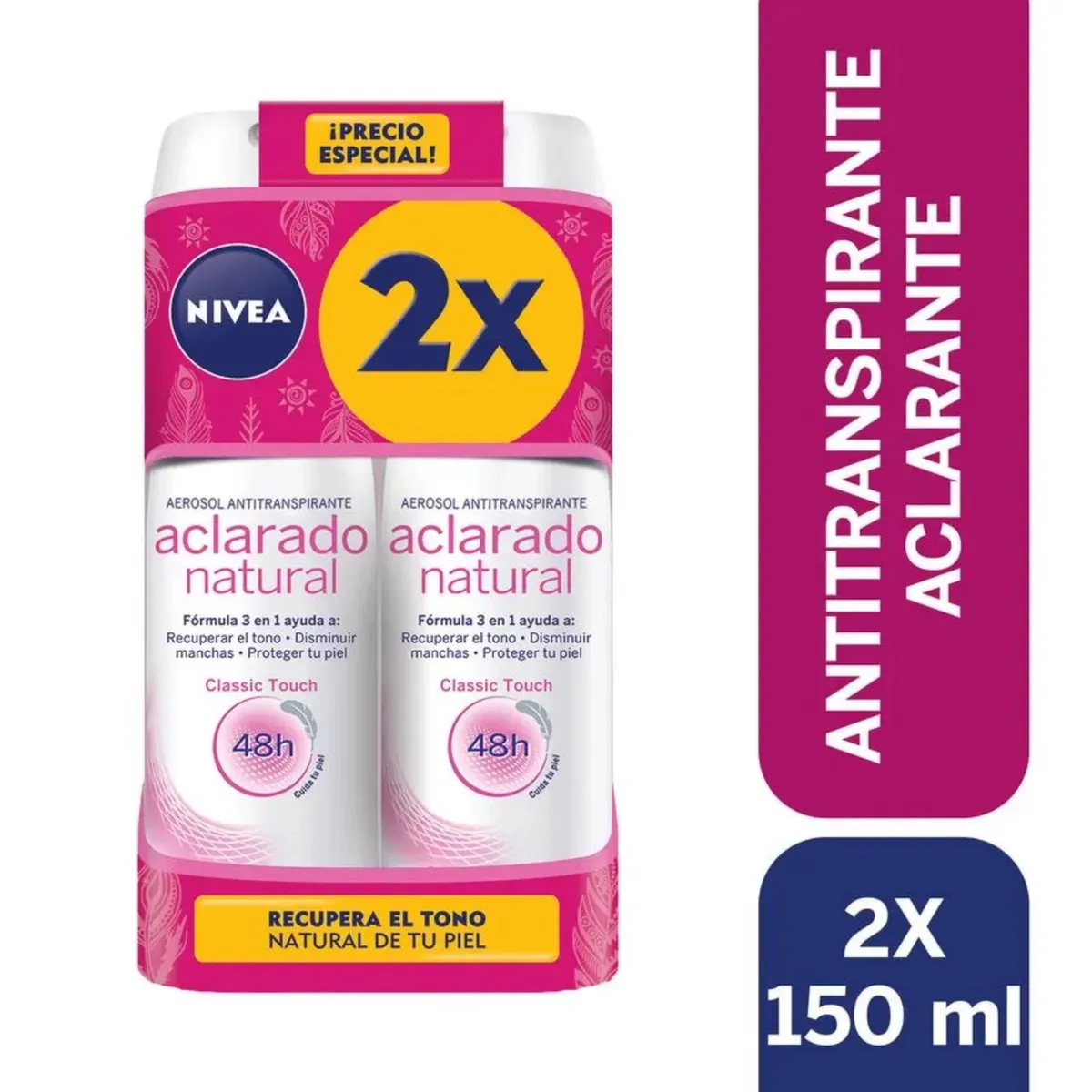NIVEA - Pack 2x desodorante spray aclarado natural