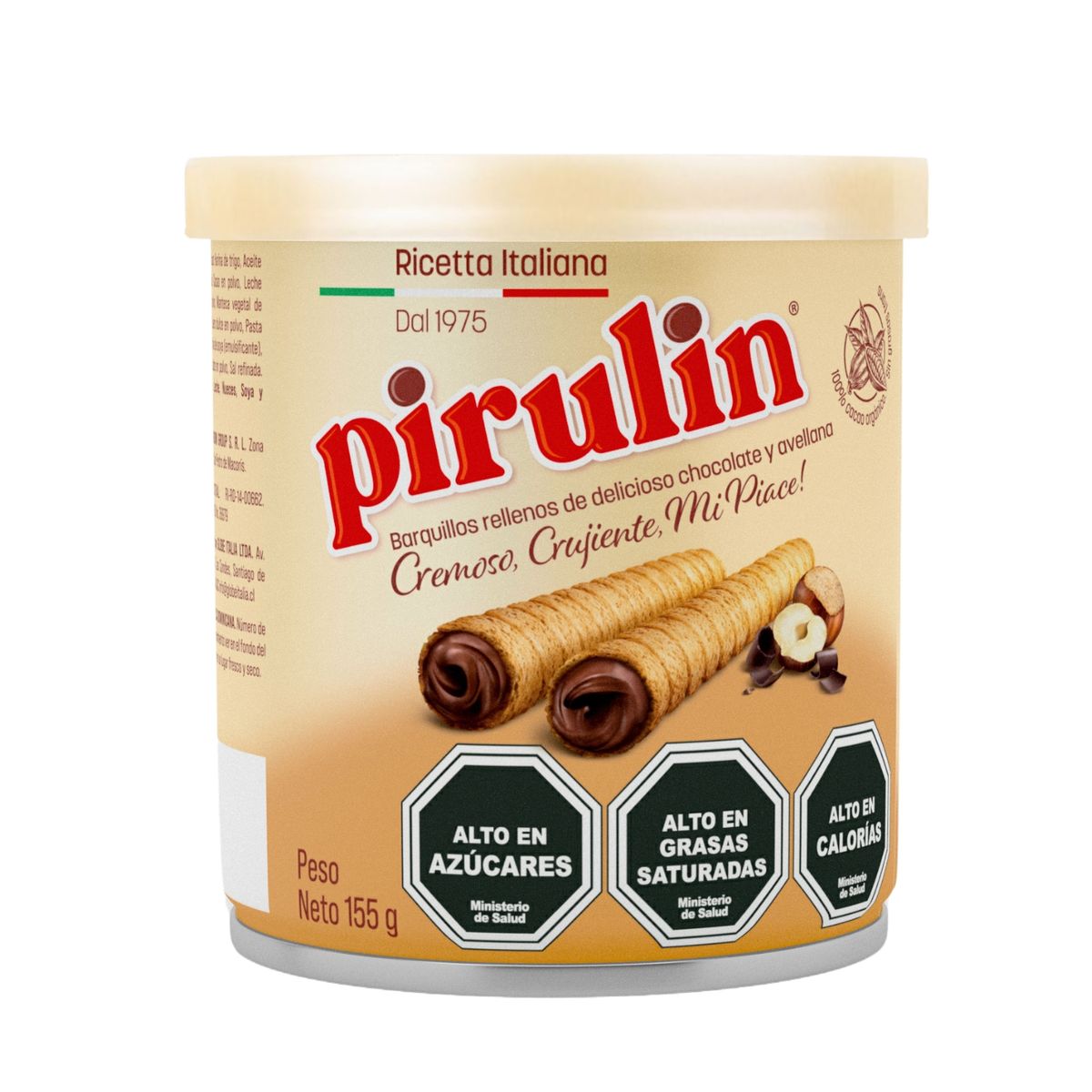 PIRULIN - Barquillos Rellenos de Chocolate y Avellanas Pirulin 155 g