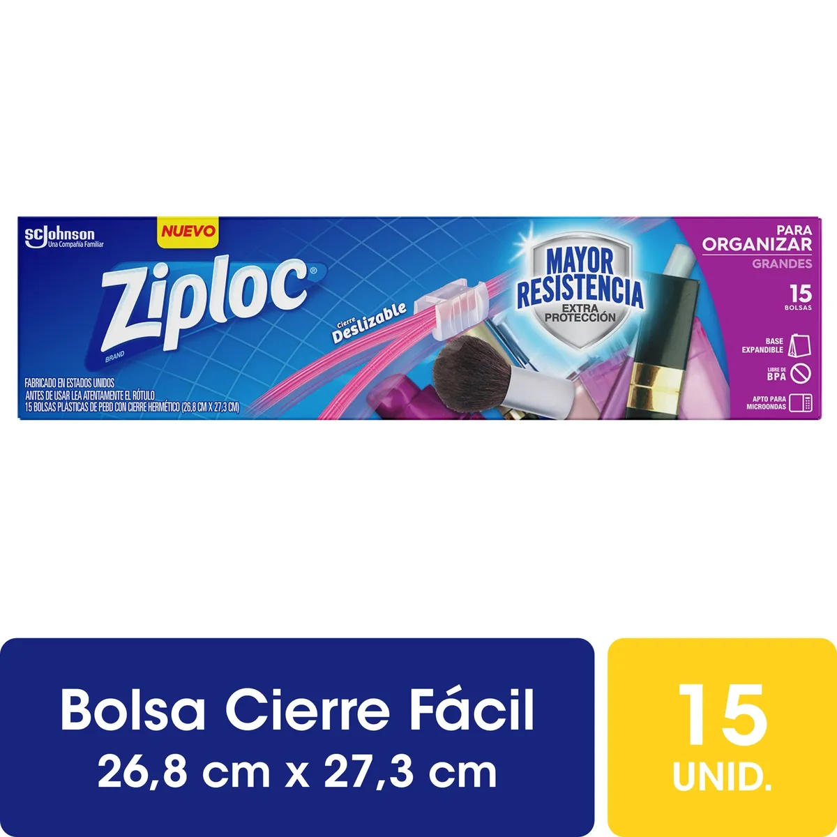 ZIPLOC - Bolsa para Organizar Grande Ziploc 15 Un